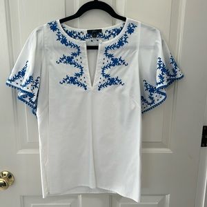 J. Crew embroidered detail blouse